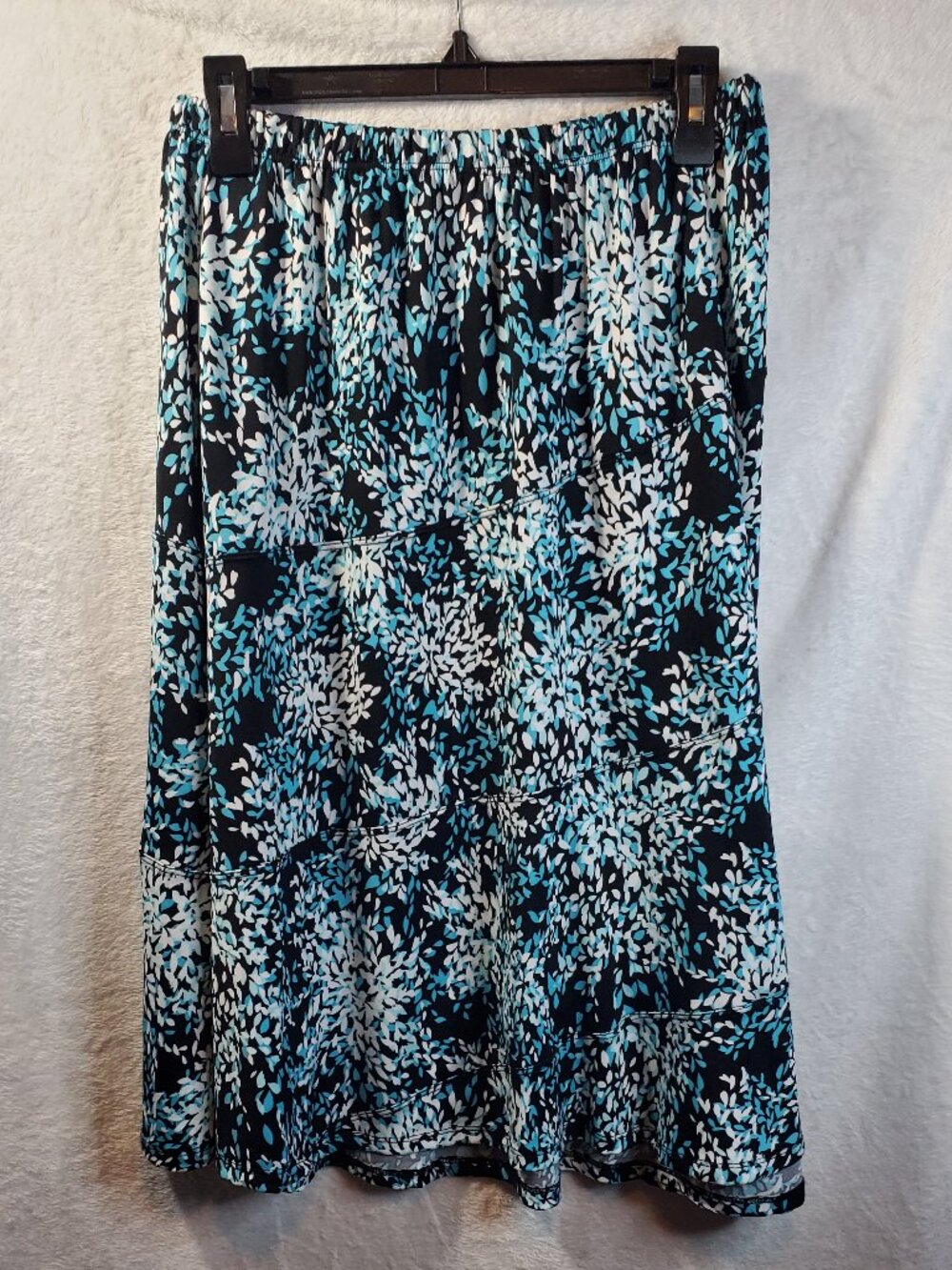 Notations Women's Tiered Floral Skirt XXL Blue Black White